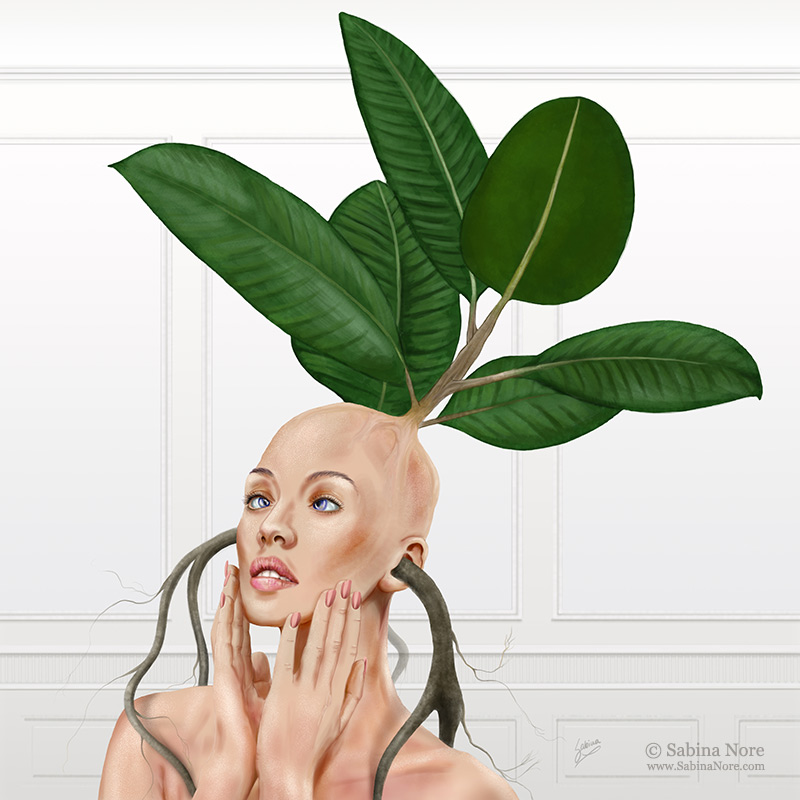 Don't be a Ficus, painting by Sabina Nore