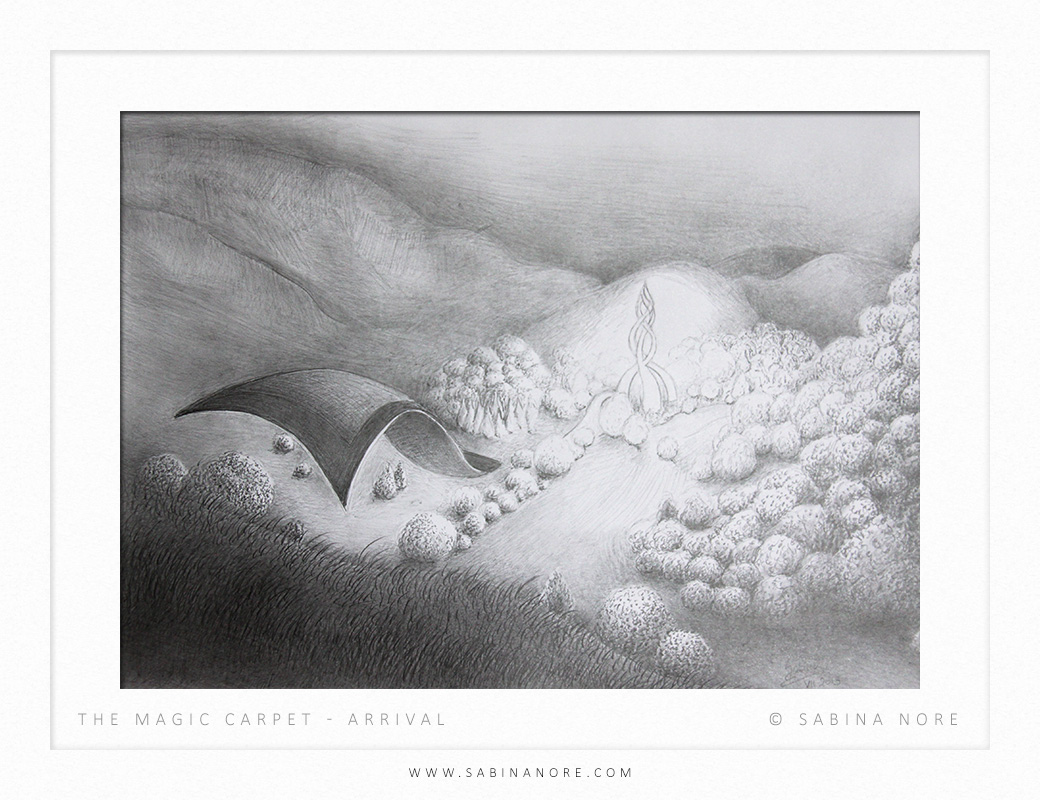 The Magic Carpet - Arrival, original drawing by Sabina Nore