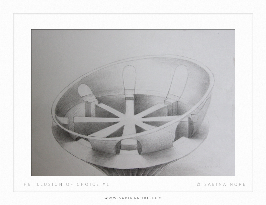 The Illusion of Choice I, original drawing by Sabina Nore