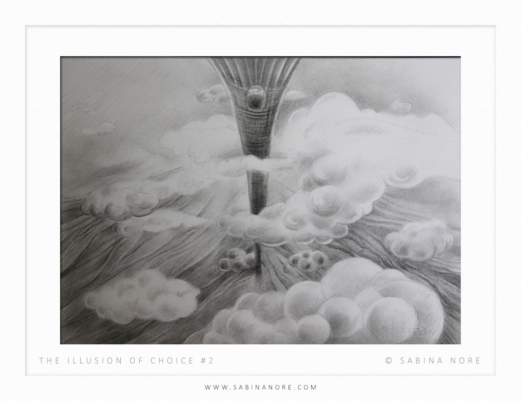 The Illusion of Choice II, original drawing by Sabina Nore