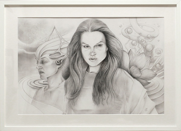 Drawing with matting and frame