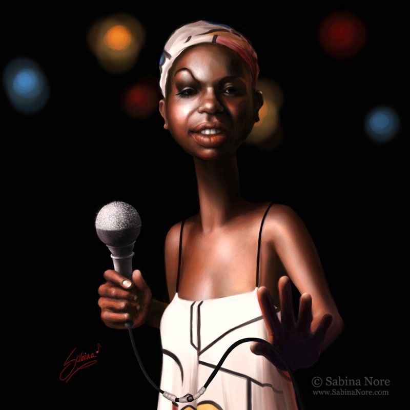 Nina Simone, pop art painting by Sabina Nore