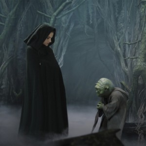 Sabina with Yoda on Dagobah